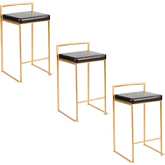 Fuji 26" Counter Stool in Gold & Black Leatherette (Set of 3)